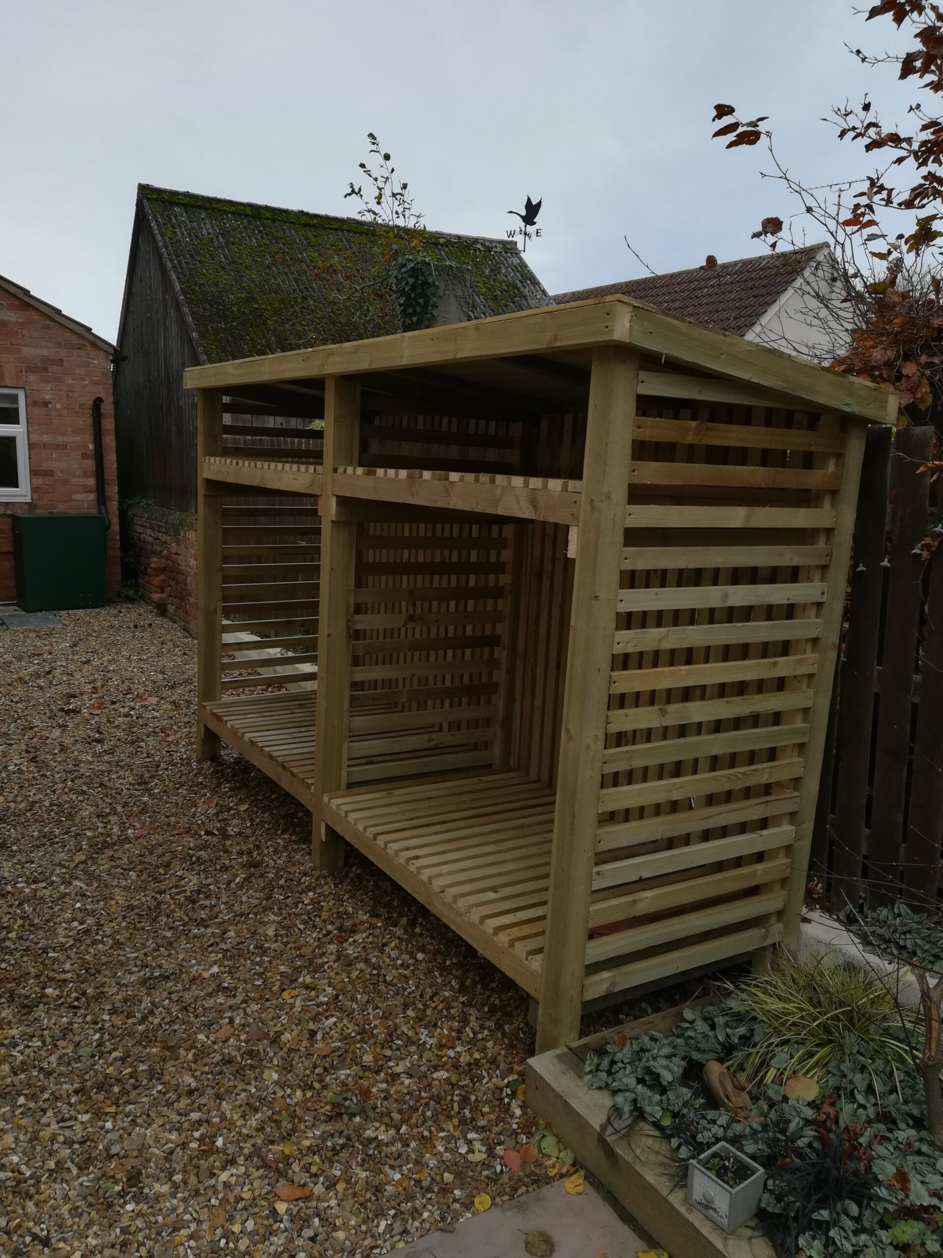 Tanalised Log Store 12 Wide X 3 Deep Timber Fence Panels UK Tanalised Log Store 12 Wide X 3 Deep Timber Fence Panels UK